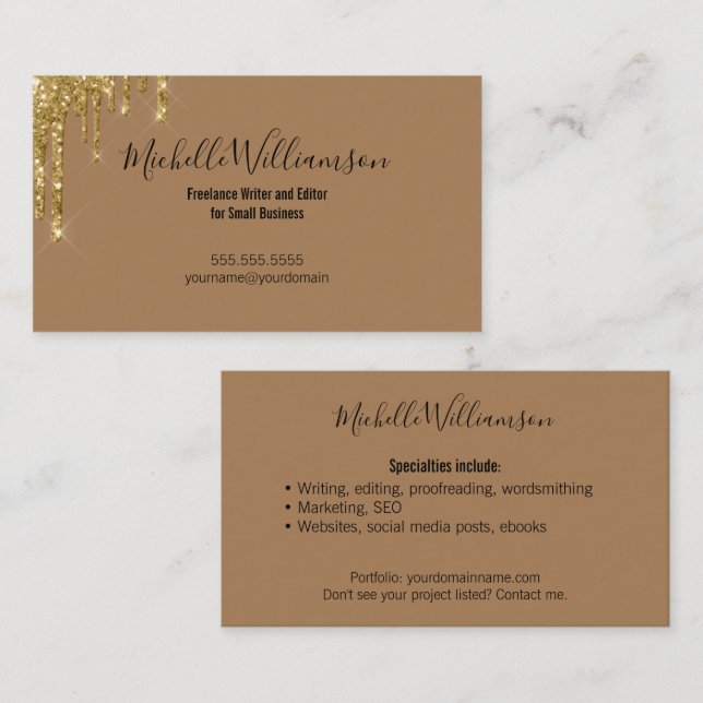 Entrepreneur Small Business Owner Freelance Gold Business Card (Front/Back)