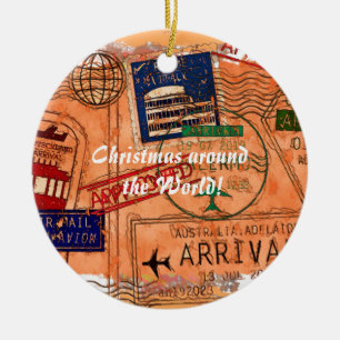 Entry Approved - Passport Stamps Ceramic Tree Decoration