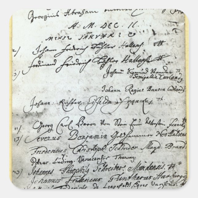 Entry in the Halle University records Square Sticker (Front)