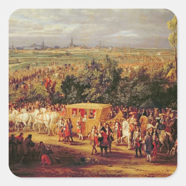 Entry of Louis XIV  and Marie-Therese of Square Sticker (Front)