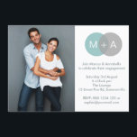 Entwined Circles Engagement Party Photo Invitation<br><div class="desc">Modern Monogram Engagement Party Photo Invitations 
 A simple yet modern engagement party photo invitation. it has in entwined blue and grey circles for the future bride's and groom's initials.</div>