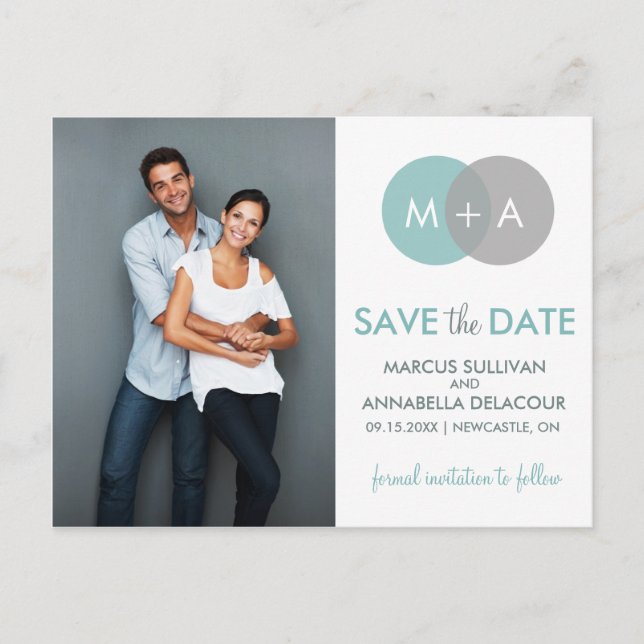 Entwined Circles Modern Save the Date Postcard (Front)
