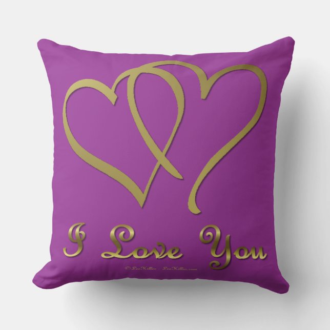 Entwined Gold Hearts i Love You Cushion (Front)