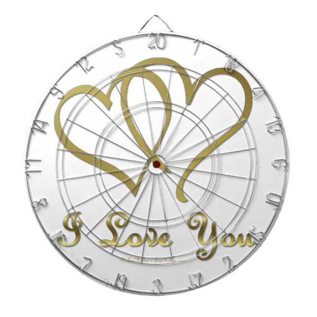 Entwined Gold Hearts i Love You Dartboard (Front)