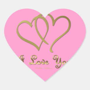 Entwined Gold Hearts i Love You Heart Sticker