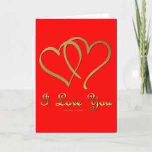 Entwined Gold Hearts i Love You Holiday Card