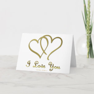 Entwined Gold Hearts i Love You Holiday Card