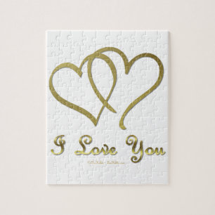 Entwined Gold Hearts i Love You Jigsaw Puzzle