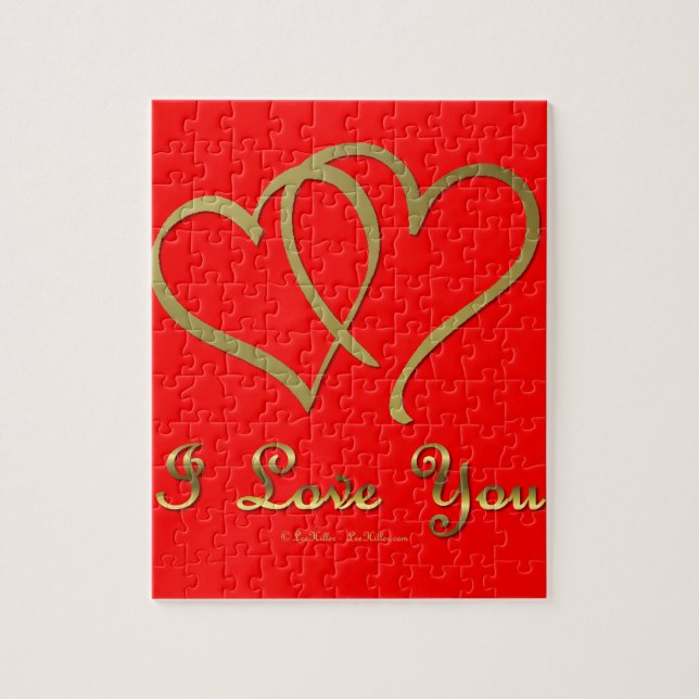 Entwined Gold Hearts i Love You Jigsaw Puzzle (Vertical)