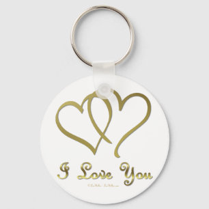 Entwined Gold Hearts i Love You Key Ring