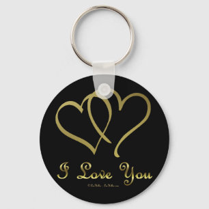 Entwined Gold Hearts i Love You Key Ring