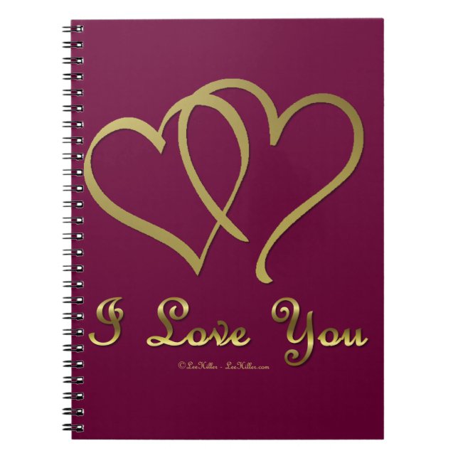 Entwined Gold Hearts i Love You Notebook (Front)