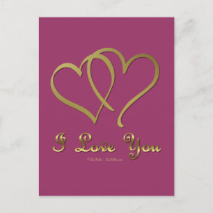Entwined Gold Hearts i Love You Postcard