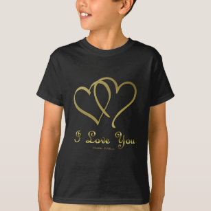 Entwined Gold Hearts i Love You T-Shirt