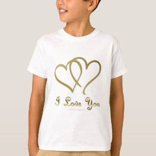 Entwined Gold Hearts i Love You T-Shirt