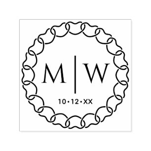 Entwined Hearts Frame Two Initial Wedding Monogram Self-inking Stamp