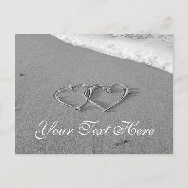 Entwined hearts in sand | Romantic beach scene Postcard (Front)