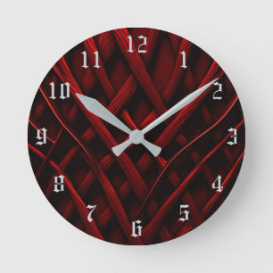 Entwined Red Thread Round Clock