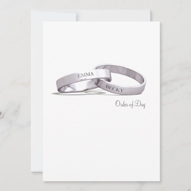 Entwined Rings Silver  - Order of Day/Ceremony Invitation (Front)