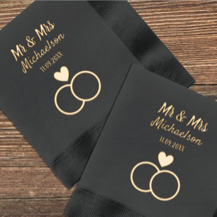 Entwined Rings Wedding Foil Napkins