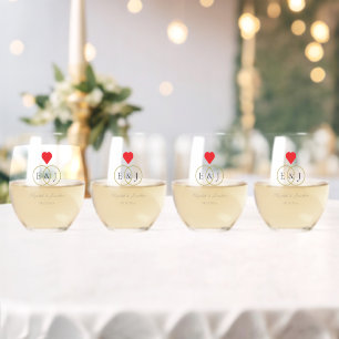 Entwined Rings Wedding Stemless Wine Glass