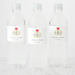 Entwined Rings Wedding Water Bottle Label