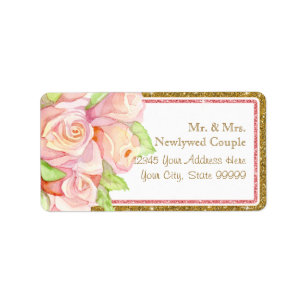 Envelope Address Labels Watercolor Rose Bouquet