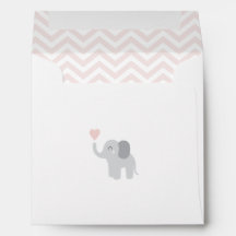 Envelope Baby Announcement Girl Elephant Chevron