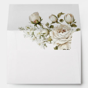 Envelope Beautiful White Watercolor Roses