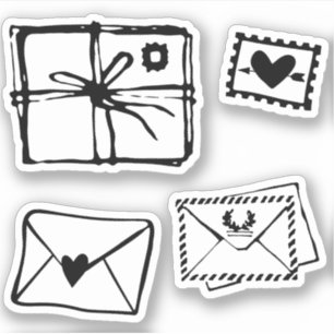 Envelope love letter heart stamp swak kiss pack of