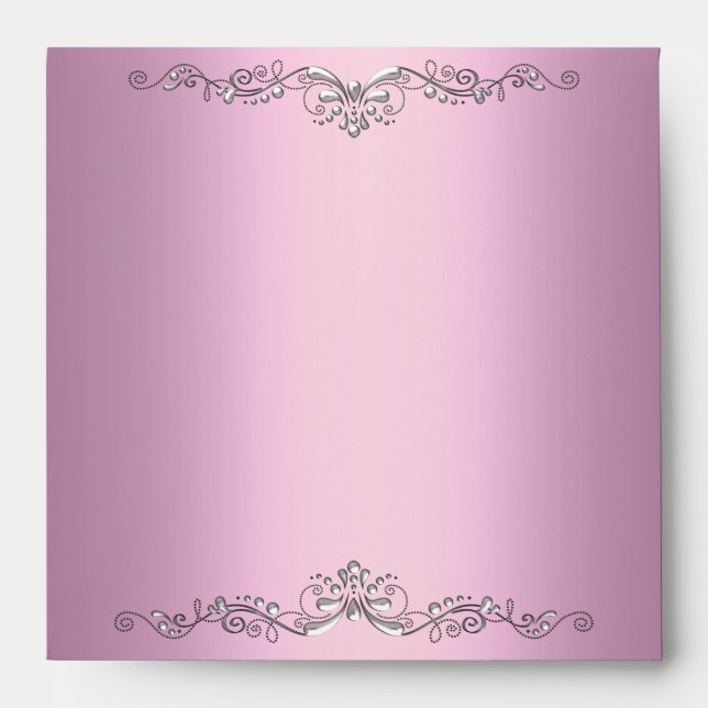 Envelope Pink Silver Ornate Elegant (Front)