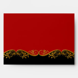 Envelope Red Black Gold Ornate Elegant
