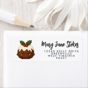envelope RETURN ADDRESS christmas pudding