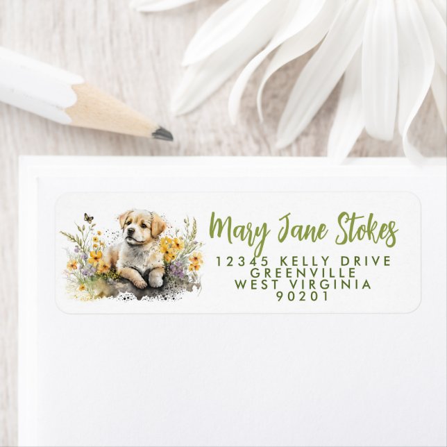 envelope RETURN ADDRESS golden retriever puppy (Insitu)