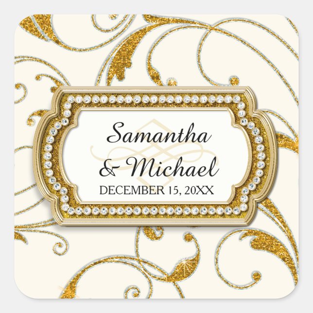 Envelope Seal Glam Old Hollywood Regency Black Tie (Front)