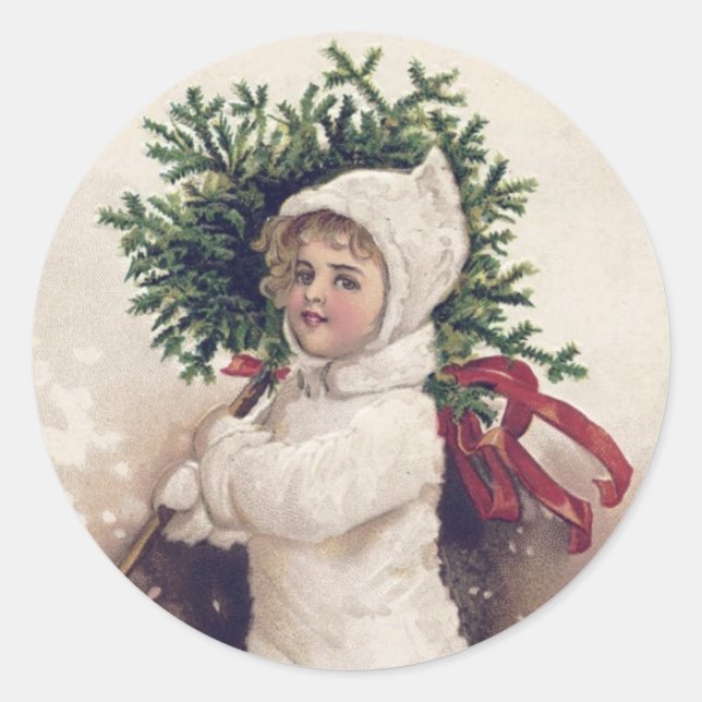 ENVELOPE SEAL  : LITTLE GIRL +  CHRISTMAS TREE (Front)