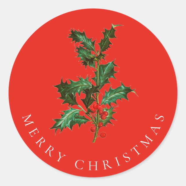 ENVELOPE SEAL : MERRY CHRISTMAS : HOLLY (Front)