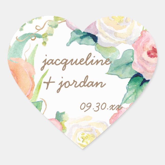 Envelope Seal Simple Modern Watercolor Floral Rose (Front)