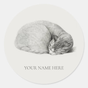 ENVELOPE SEAL STICKER : SLEEPING CAT ILLUSTRATION