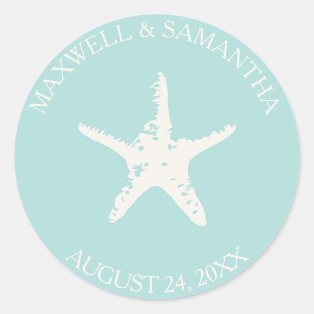 Envelope Seal Sticker, Starfish Beach Wedding (Front)