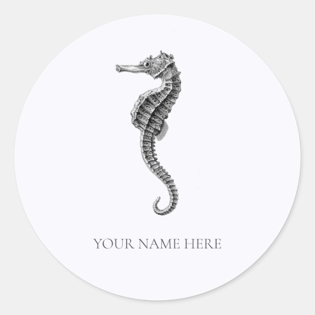 ENVELOPE SEAL STICKER : VINTAGE SEAHORSE (Front)