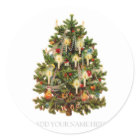 ENVELOPE SEAL STICKER WITH VINTAGE CHRISTMAS TREE