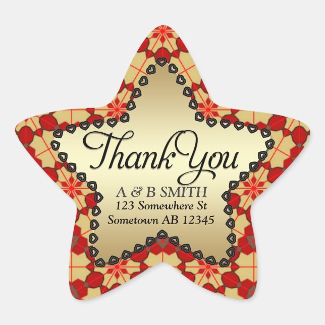 Envelope Seal Thank You- Gold Star Sticker (Front)