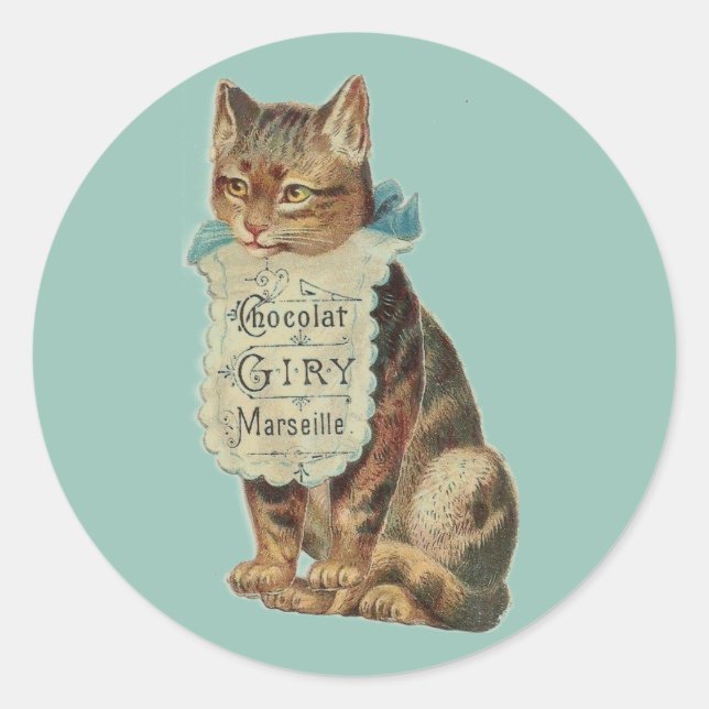 ENVELOPE SEAL WITH VINTAGE CAT  ILLUSTRATION (Front)