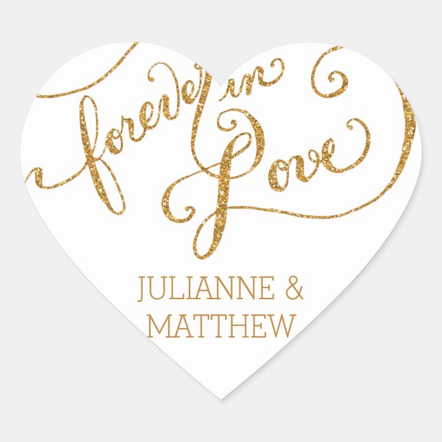 Envelope Seals Script Forever in Love Gold Glitter (Front)