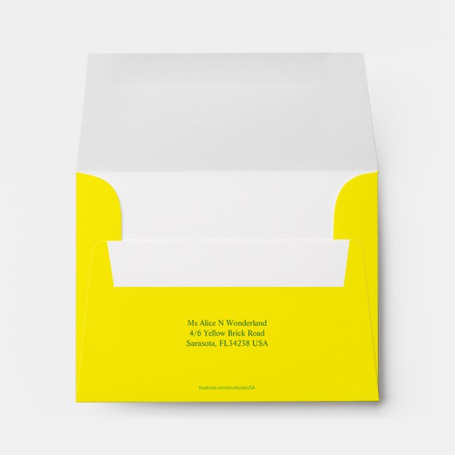 Envelope Size A2 Lemon Yellow Return Address (Back (Bottom))