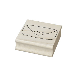 Envelope with Heart Sticker Rubber Stamp