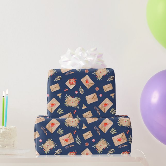 Envelopes & Hearts  Wrapping Paper (Party Gifts)