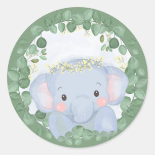 ENVELOPE'SEAL'STICKER : BABY ELEPHANT CLASSIC ROUND STICKER