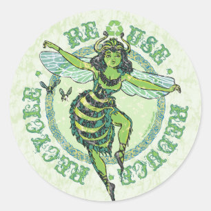 Enviro Green Bee Earth Day Gear Classic Round Sticker